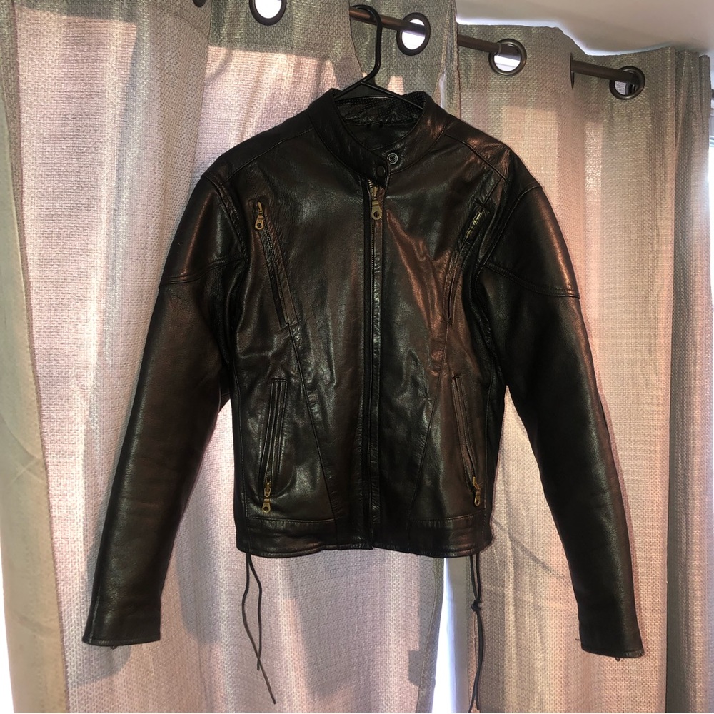 Vintage Motorcycle Heavy Leather Padded Fully Zipped Jacket
